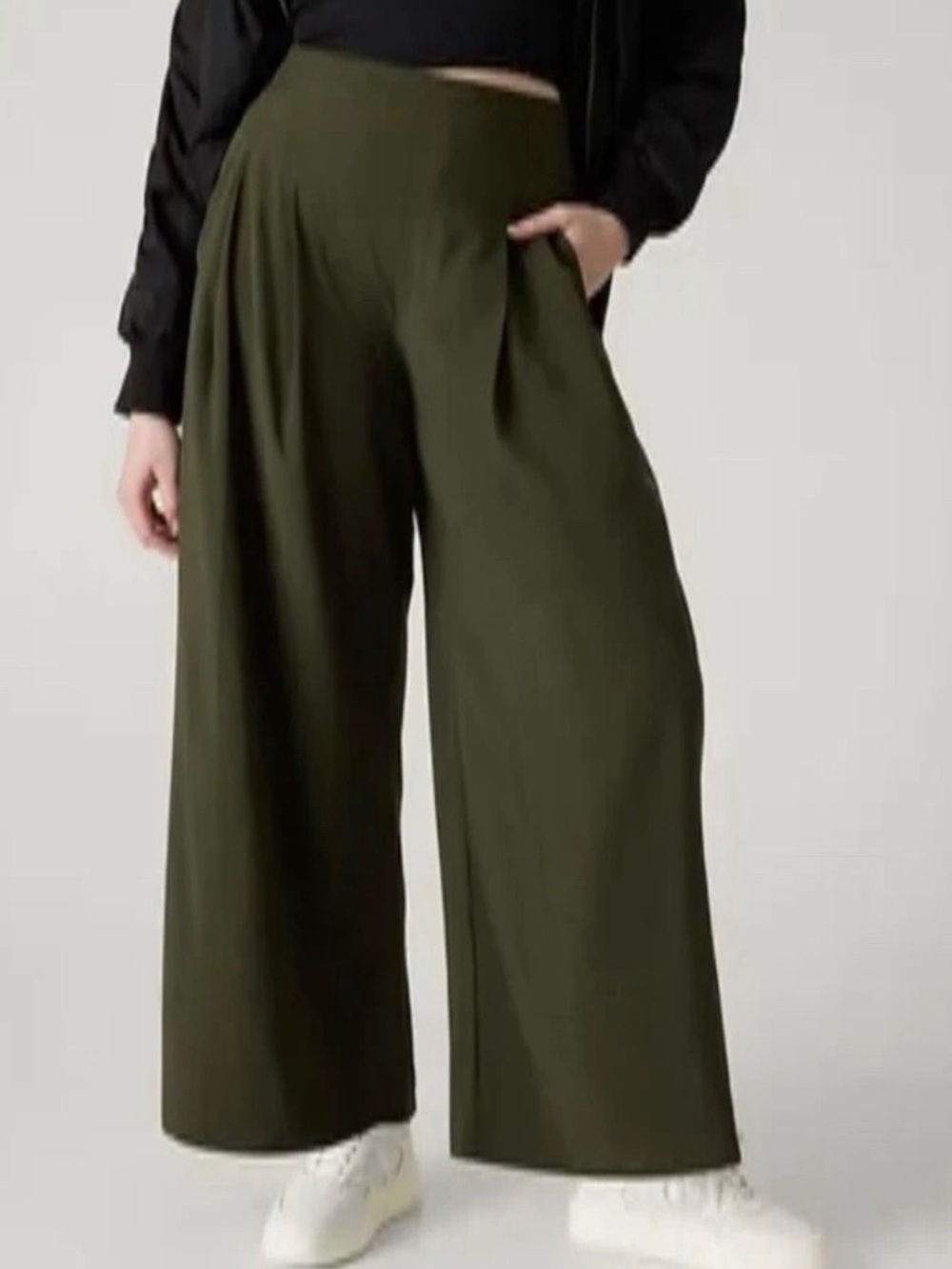 Banana Republic Olive Wide-Leg High-Rise Pants